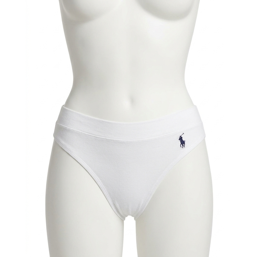 NEW POLO RALPH LAUREN club cotton thong panty in white cloud